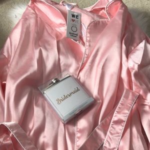 Bridesmaids silk pink robe X-Large